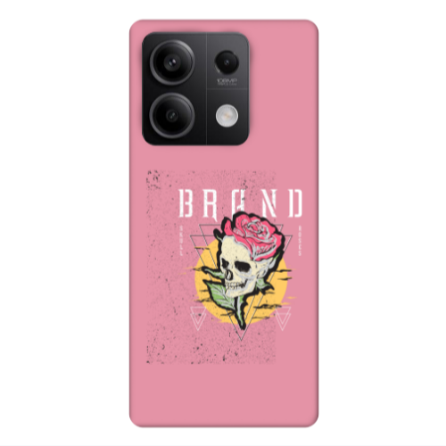 Xiaomi Redmi Note 13 5G Skull Roses Pink Colored Silicone TPU Θήκη
