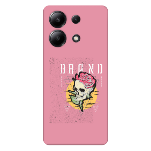 Xiaomi Redmi Note 13 4G Skull Roses Pink Colored Silicone TPU Θήκη