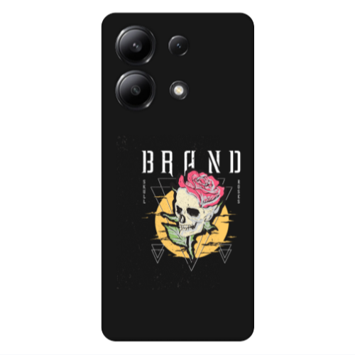 Xiaomi Redmi Note 13 4G Skull Roses Black Colored Silicone TPU Θήκη