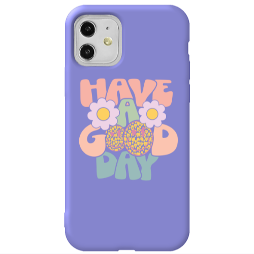 Apple iPhone 11  Have A Good day Purple Colored Silicone TPU Θήκη