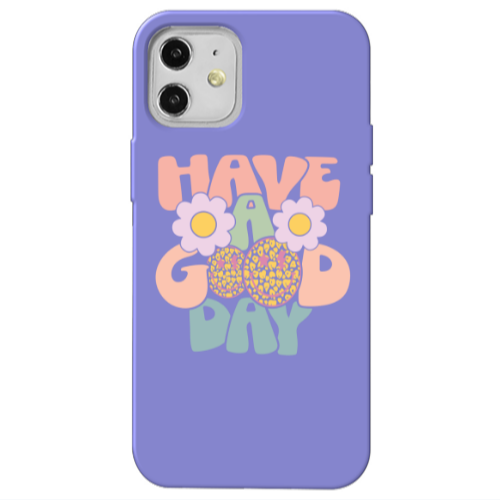 Apple iPhone 12 Have A Good day Purple Colored Silicone TPU Θήκη