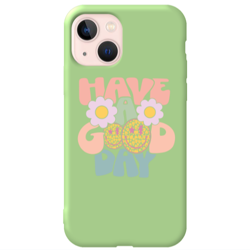 Apple iPhone 13 Have A Good day Light Green Colored Silicone TPU Θήκη