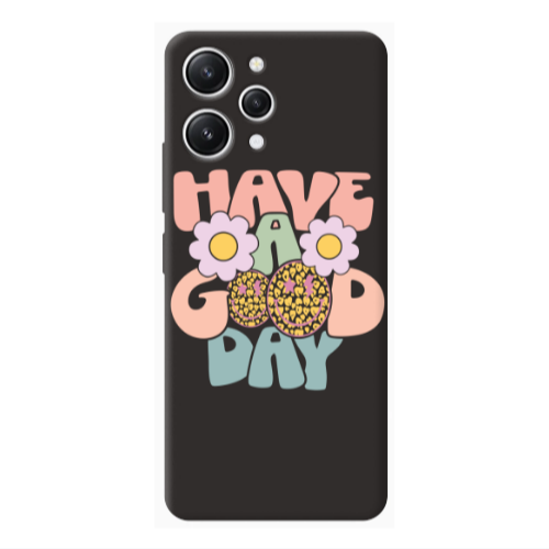Xiaomi Redmi 12 Have A Good day Black Colored Silicone TPU Θήκη