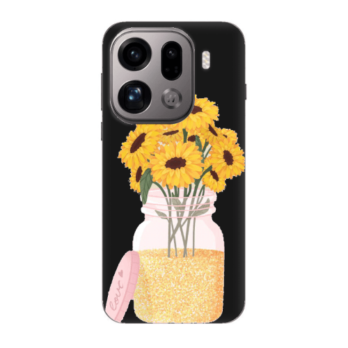 Oppo Find X9 Pro Daisies Black Colored Silicone TPU Θήκη