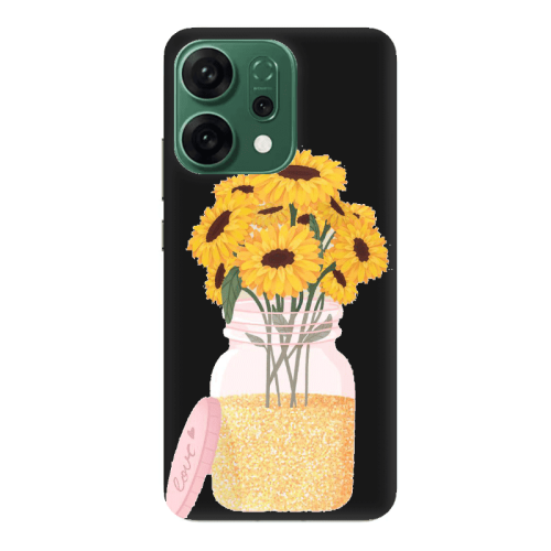 Oppo RENO 14 Daisies Black Colored Silicone TPU Θήκη