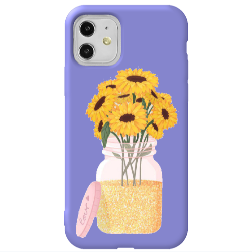 Apple iPhone 11  Daisies Purple Colored Silicone TPU Θήκη