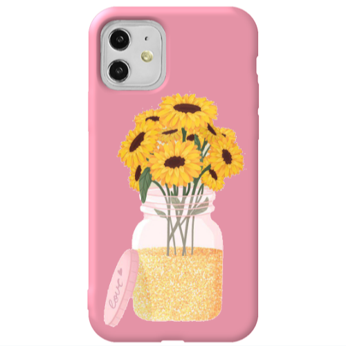 Apple iPhone 11  Daisies Pink Colored Silicone TPU Θήκη