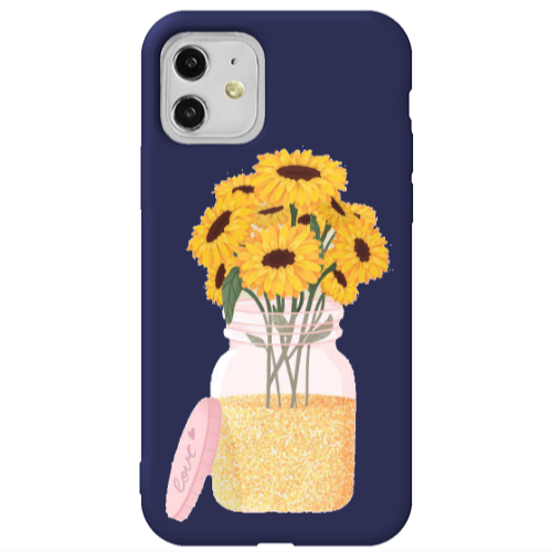 Apple iPhone 11  Daisies Dark blue Colored Silicone TPU Θήκη