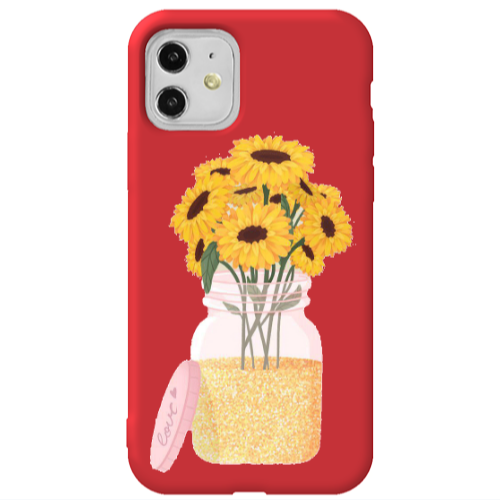Apple iPhone 11  Daisies Red Colored Silicone TPU Θήκη