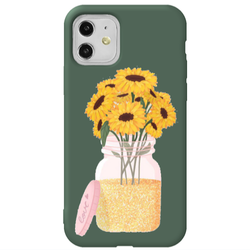 Apple iPhone 11  Daisies Dark Green Colored Silicone TPU Θήκη