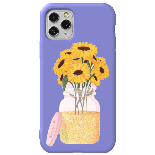 Apple iPhone 11 Pro Daisies Purple Colored Silicone TPU Θήκη