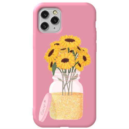 Apple iPhone 11 Pro Daisies Pink Colored Silicone TPU Θήκη