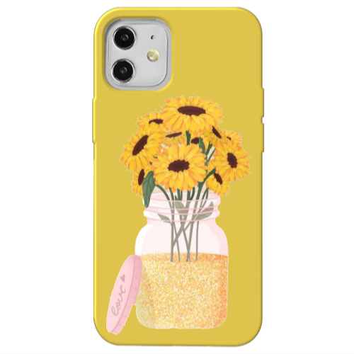 Apple iPhone 12 Daisies Yellow Colored Silicone TPU Θήκη
