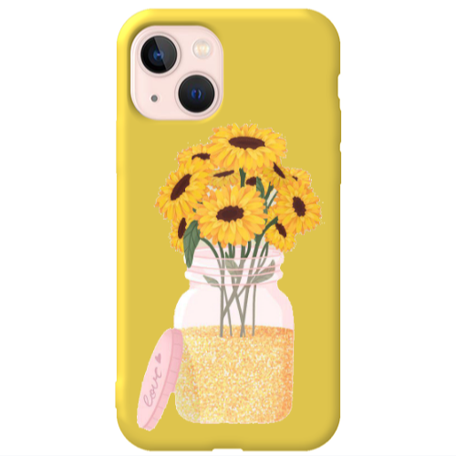 Apple iPhone 13 Daisies Yellow Colored Silicone TPU Θήκη