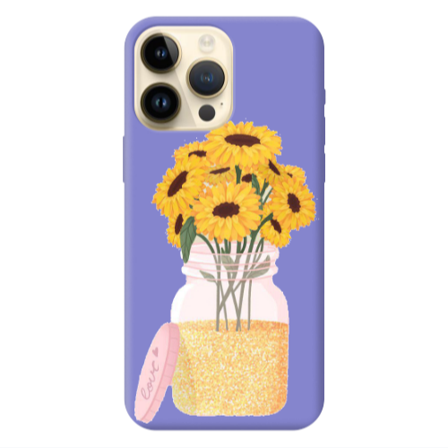 Apple iPhone 13 Pro Max Daisies Purple Colored Silicone TPU Θήκη