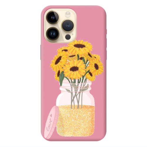 Apple iPhone 13 Pro Max Daisies Pink Colored Silicone TPU Θήκη