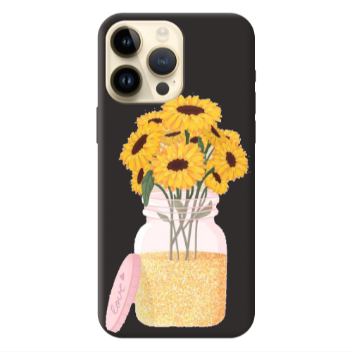 Apple iPhone 13 Pro Max Daisies Black Colored Silicone TPU Θήκη