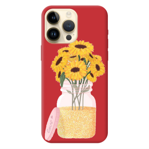Apple iPhone 13 Pro Max Daisies Red Colored Silicone TPU Θήκη