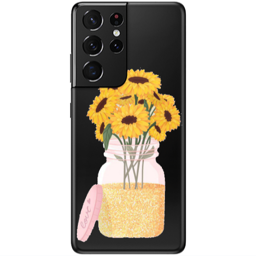 Samsung S21 Ultra Daisies Transparent Silicone TPU Θήκη