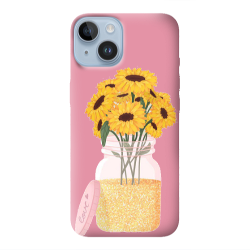Apple iPhone 14  Daisies Pink Colored Silicone TPU Θήκη