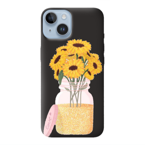 Apple iPhone 14  Daisies Black Colored Silicone TPU Θήκη