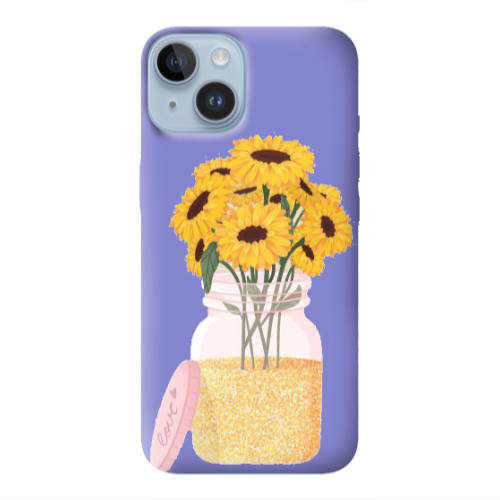 Apple iPhone 14 Plus Daisies Purple Colored Silicone TPU Θήκη