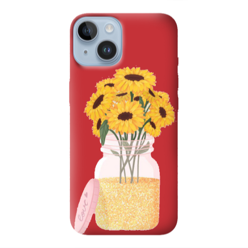 Apple iPhone 14 Plus Daisies Red Colored Silicone TPU Θήκη