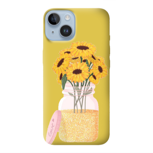 Apple iPhone 14 Plus Daisies Yellow Colored Silicone TPU Θήκη
