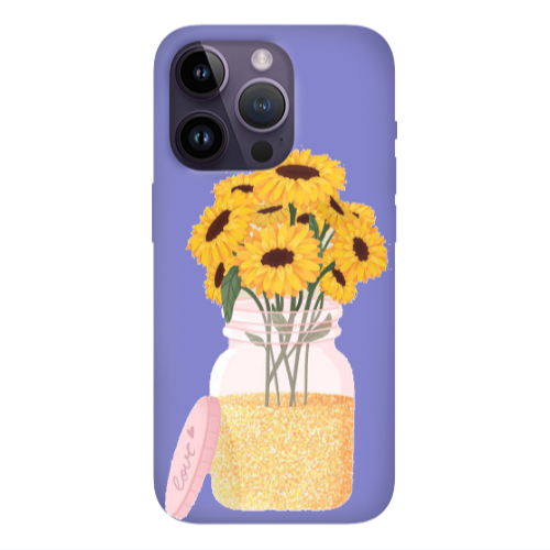 Apple iPhone 14 Pro  Daisies Purple Colored Silicone TPU Θήκη