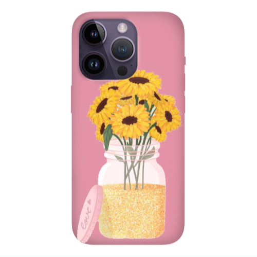 Apple iPhone 14 Pro  Daisies Pink Colored Silicone TPU Θήκη