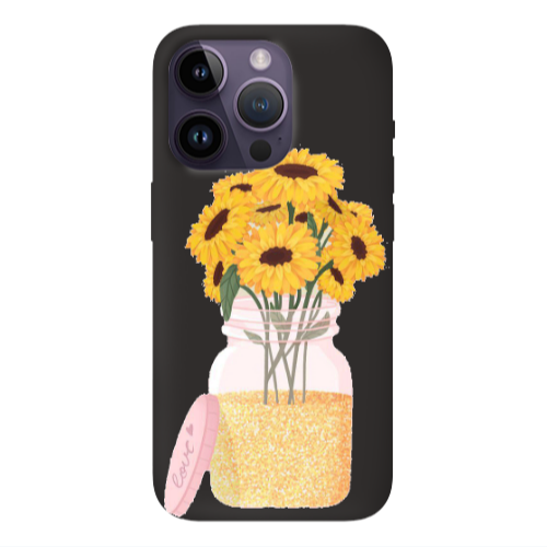 Apple iPhone 14 Pro Max Daisies Black Colored Silicone TPU Θήκη