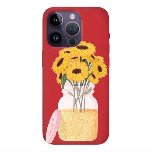 Apple iPhone 14 Pro Max Daisies Red Colored Silicone TPU Θήκη