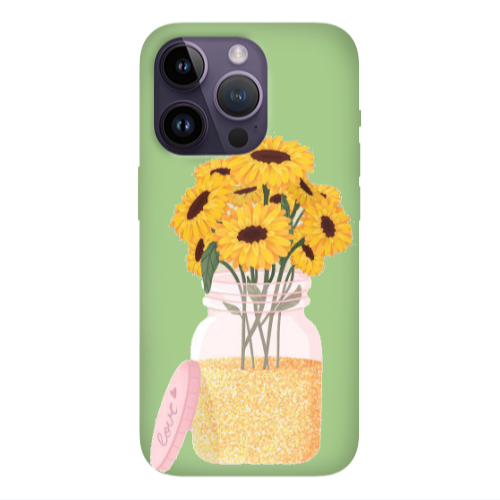 Apple iPhone 14 Pro Max Daisies Light Green Colored Silicone TPU Θήκη