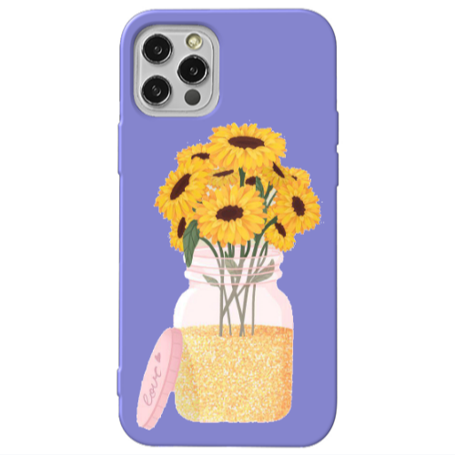 Apple iPhone 13 Pro Daisies Purple Colored Silicone TPU Θήκη