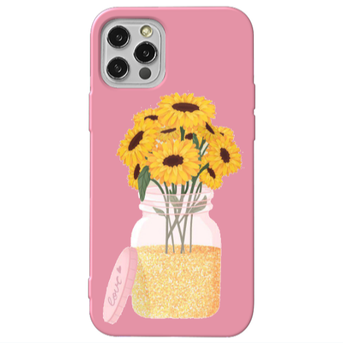 Apple iPhone 13 Pro Daisies Pink Colored Silicone TPU Θήκη