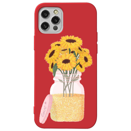 Apple iPhone 13 Pro Daisies Red Colored Silicone TPU Θήκη