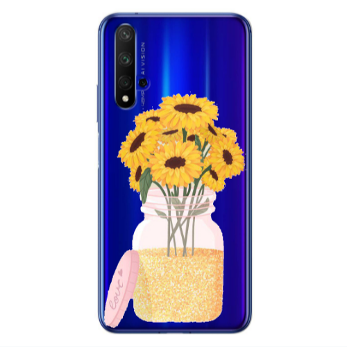 Huawei Nova 5 T Daisies Transparent Silicone TPU Θήκη