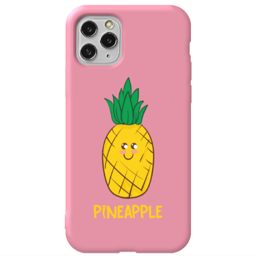 Apple iPhone 11 Pro Pineapple Pink Colored Silicone TPU Θήκη