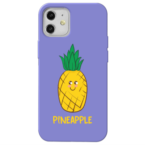 Apple iPhone 12 Pineapple Purple Colored Silicone TPU Θήκη