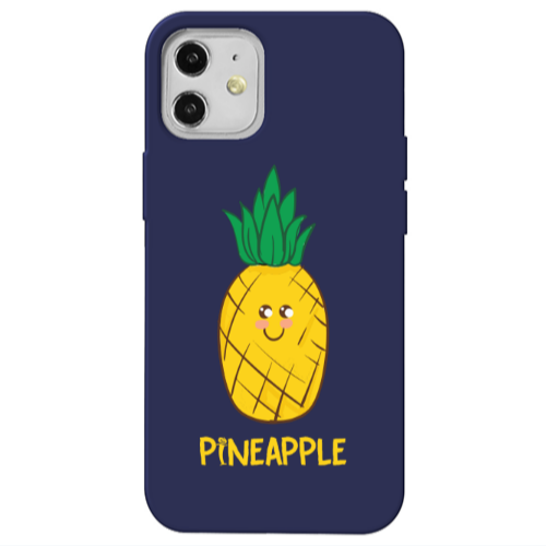 Apple iPhone 12 Pineapple Dark blue Colored Silicone TPU Θήκη