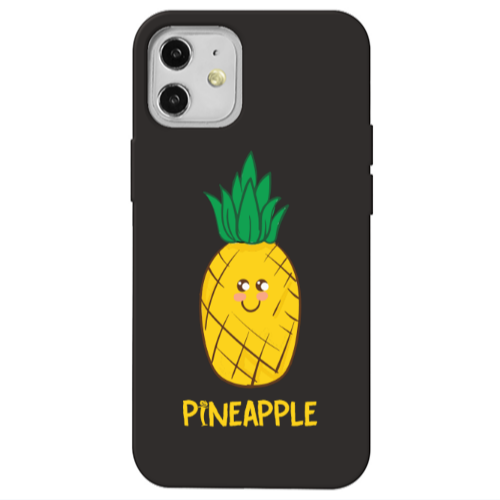 Apple iPhone 12 Pineapple Black Colored Silicone TPU Θήκη