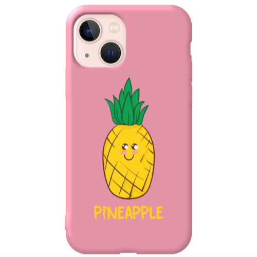 Apple iPhone 13 Pineapple Pink Colored Silicone TPU Θήκη
