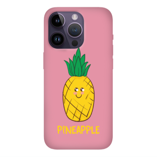 Apple iPhone 14 Pro Max Pineapple Pink Colored Silicone TPU Θήκη