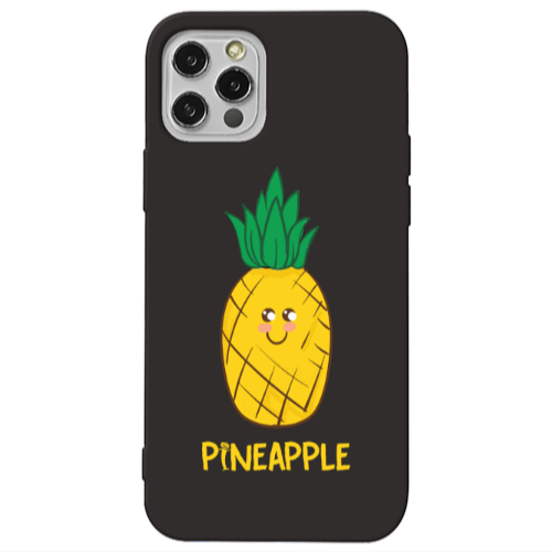 Apple iPhone 12 Pro Pineapple Black Colored Silicone TPU Θήκη