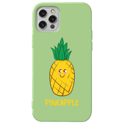Apple iPhone 12 Pro Pineapple Light Green Colored Silicone TPU Θήκη