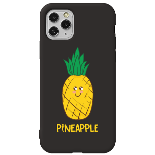 Apple iPhone 11 Pro Max Pineapple Black Colored Silicone TPU Θήκη