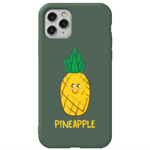Apple iPhone 11 Pro Max Pineapple Dark Green Colored Silicone TPU Θήκη