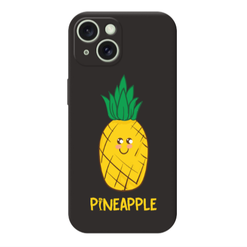 Apple iPhone 15 Pineapple Black Colored Silicone TPU Θήκη