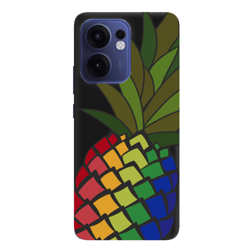 Oppo Reno 13 F Pineapple 2 Black Colored Silicone TPU Θήκη