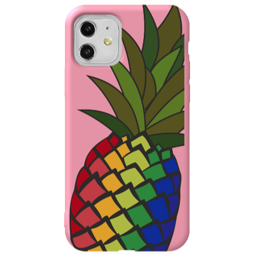 Apple iPhone 11  Pineapple 2 Pink Colored Silicone TPU Θήκη